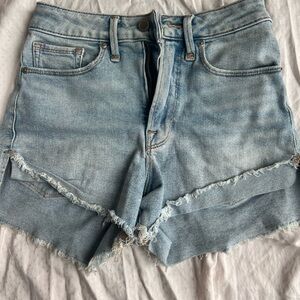Good American Blue Jean Shorts High-Waisted Distressed